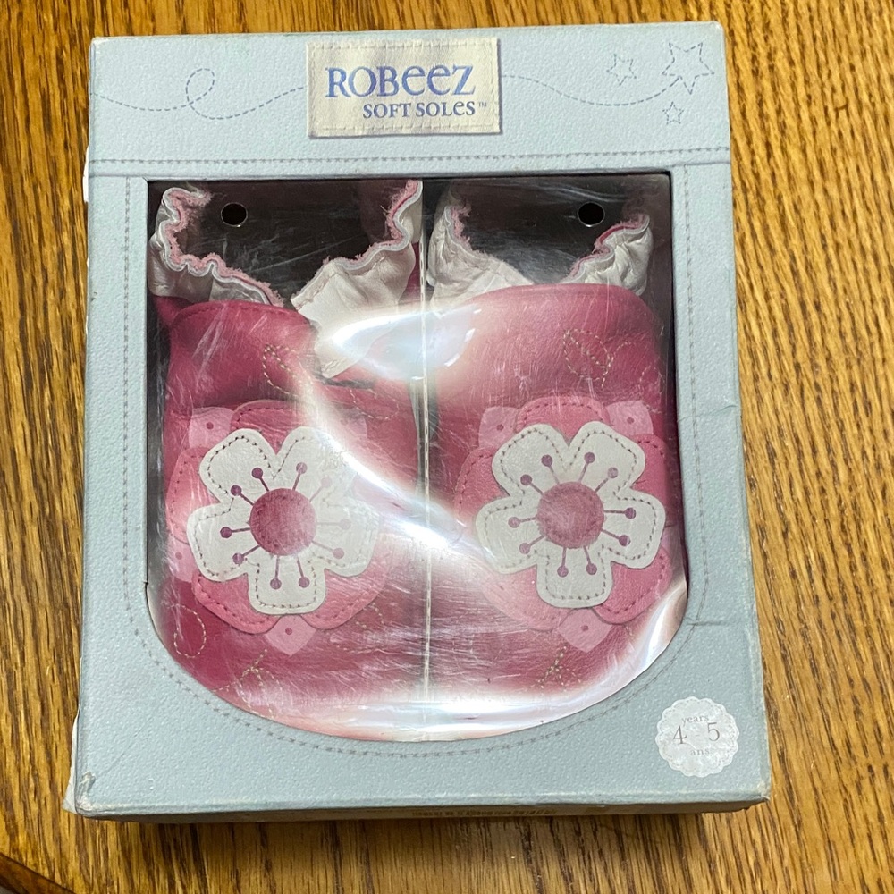 Robeez Soft Soles Pink Shoes with Floral Accent